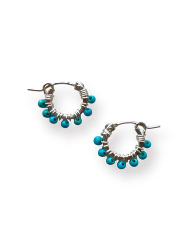Small Beaded Silver Hoop Earring