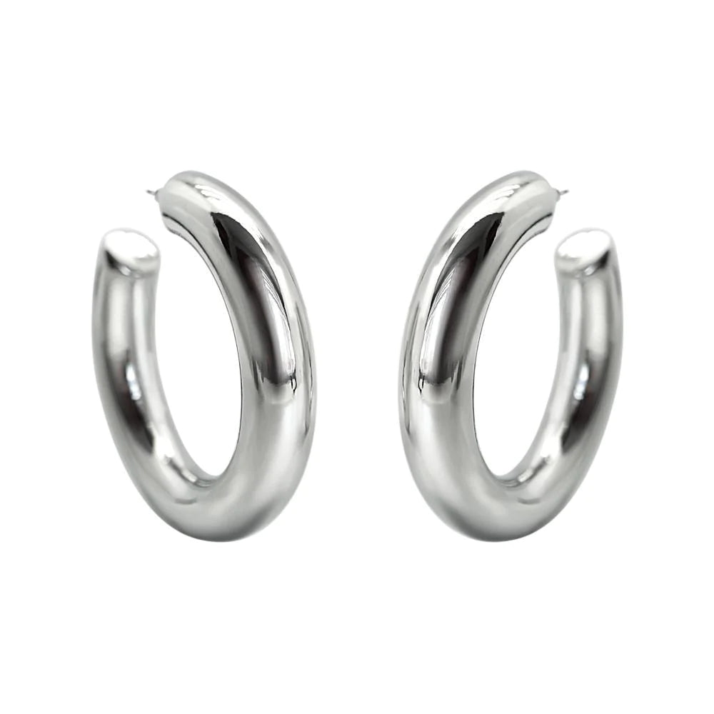 Thick Open Silver Hoops