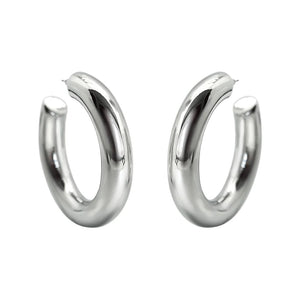 Thick Open Silver Hoops