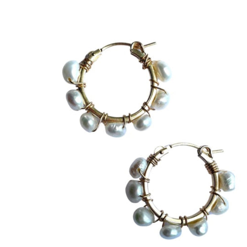 Large Beaded Gold Hoop Earring