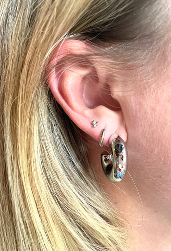 Thick Open Silver Hoops