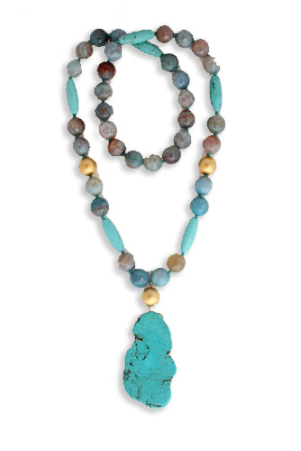 LUCCA FIRE AGATE/TURQUOISE NECKLACE
