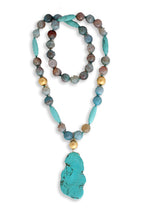 Load image into Gallery viewer, LUCCA FIRE AGATE/TURQUOISE NECKLACE
