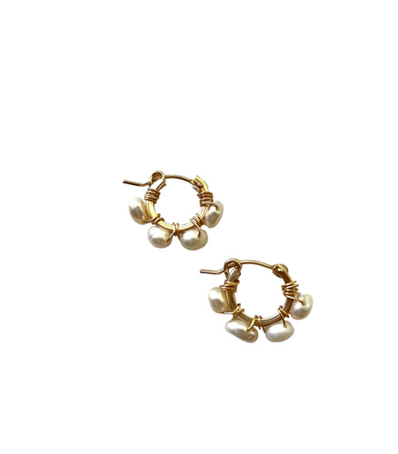 Small Beaded Gold Hoop Earring