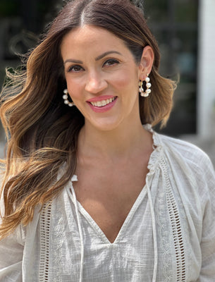 Jumbo Pearl Large Gold Hoop Earring