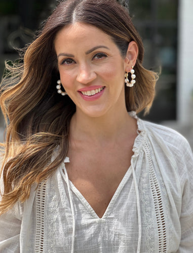 Jumbo Pearl Large Gold Hoop Earring